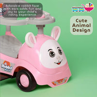 Fun Ride On Push Car, Rabbit 3 in 1 Rider with Removable Parental Handle - Musical Push Car with Lights and Utility Storage Toy Box - Armrest Guardrails for Safety, Kids Indoor/Outdoor Toy Car (Green)