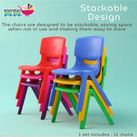 eHomeKart Baby Plastic Kids Chair Set (L33 X B31 X H51 cm, 12 Chairs, Multicolour)