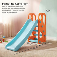Baybee Garden Baby Slide for Kids with Basketball Hoop | Perfect Mini Playground Sliding for Babies with Handrails | Baby Play Area Indoor Setup | Outdoor Slider for Kids 2 to 5 Years (Orange)