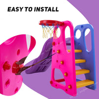 Baybee 3 in 1 Baby Slides for Kids | Outdoor Sliding with Basketball Set, Antislip Steps & Climbing | Perfect Baby Play Area Indoor Setup | Freestanding Slider for Kids 2 to 5 Years (Grand Slide)