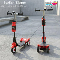 Fun Ride Kids Scooter - Rush Three Wheel Kick Scooters for Boys and Girls with Sipper, Bell, Adjustable Height and Rear Brake - 3 Wheels Skate for Age 3-10 Years (Black)