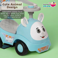 Fun Ride On Push Car, Rabbit 3 in 1 Rider with Removable Parental Handle - Musical Push Car with Lights and Utility Storage Toy Box - Armrest Guardrails for Safety, Kids Indoor/Outdoor Toy Car (Green)