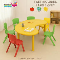 eHomeKart Plastic Moon Table - Front Round Table for Kids - Perfect for Home - (53 x 20 x 20 inches) - Colour May Vary - Chairs NOT Included (Yellow)