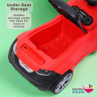 Funride Car Ride On - R8 3-in-1 for Kids with Parent Handle, Music, Light, Backrest & Storage - 1 to 3 Years, Kids Indoor/Outdoor Toy Car for Boys and Girls- (Upto 20 Kg) (Red)