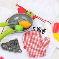 Chef Costume for Kids, Cook Role Play Dress -Up Set With Realistic Kitchen Toys, Pretend Chef Outfit for Halloween