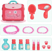 Little Fingers Kids 3-in-1 Beauty Set with Mirror, Hair Dryer, Nail Polish, Comb Hair, Rings
