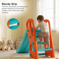 Baybee Garden Baby Slide for Kids with Basketball Hoop | Perfect Mini Playground Sliding for Babies with Handrails | Baby Play Area Indoor Setup | Outdoor Slider for Kids 2 to 5 Years (Orange)