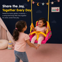 eHomeKart Swing for Kids - 3-in-1 Adjustable Baby Swing Toy for Indoor and Outdoor - for Boys and Girls of Age 6 Months+ (Pink)