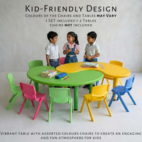 eHomeKart Kids Half-Moon Table – Front Round Shape, Perfect for Home Use (53 x 20 x 20 inches) – Color May Vary – Chairs NOT Included (2 Table)