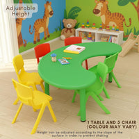 HerHome Moon Table with 5 Chairs for Kids - Table with 54 inch Length with 5 Chairs - Study Table for Kids at Home or School (Green)