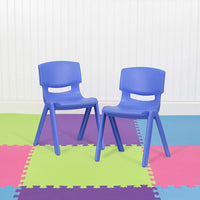Flash Furniture Whitney 2 Pack Blue Plastic Stackable School Chair with 13.25" Seat Height