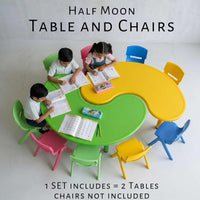 eHomeKart Kids Half-Moon Table – Front Round Shape, Perfect for Home Use (53 x 20 x 20 inches) – Color May Vary – Chairs NOT Included (2 Table)