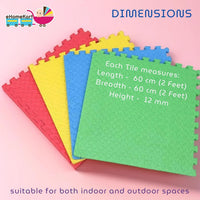 Ehomekart - EVA Kid's Interlocking Play Mat - 11 mm Thickness - Set of 8 Tiles - 62cm x 62cm Each Tile - 32 Square Feet Total Area(Multicolor)
