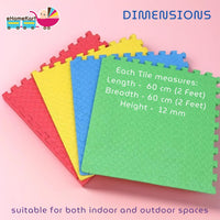 Ehomekart - EVA Kid's Interlocking Play Mat - 11 mm Thickness - Set of 8 Tiles - 62cm x 62cm Each Tile - 32 Square Feet Total Area(Multicolor)
