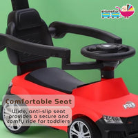 Funride Car Ride On - R8 3-in-1 for Kids with Parent Handle, Music, Light, Backrest & Storage - 1 to 3 Years, Kids Indoor/Outdoor Toy Car for Boys and Girls- (Upto 20 Kg) (Red)