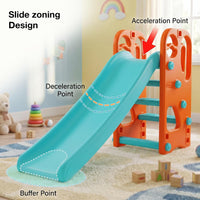 Baybee Garden Baby Slide for Kids with Basketball Hoop | Perfect Mini Playground Sliding for Babies with Handrails | Baby Play Area Indoor Setup | Outdoor Slider for Kids 2 to 5 Years (Orange)