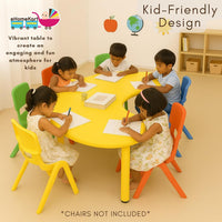 eHomeKart Plastic Moon Table - Front Round Table for Kids - Perfect for Home - (53 x 20 x 20 inches) - Colour May Vary - Chairs NOT Included (Yellow)