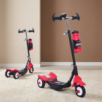 Fun Ride Kids Scooter - Rush Three Wheel Kick Scooters for Boys and Girls with Sipper, Bell, Adjustable Height and Rear Brake - 3 Wheels Skate for Age 3-10 Years (Black)