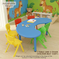 HerHome Moon Table with 5 Chairs for Kids - Table with 54 inch Length with 5 Chairs - Study Table for Kids at Home or School (Green)