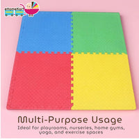 Ehomekart - EVA Kid's Interlocking Play Mat - 11 mm Thickness - Set of 8 Tiles - 62cm x 62cm Each Tile - 32 Square Feet Total Area(Multicolor)