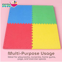 Ehomekart - EVA Kid's Interlocking Play Mat - 11 mm Thickness - Set of 8 Tiles - 62cm x 62cm Each Tile - 32 Square Feet Total Area(Multicolor)