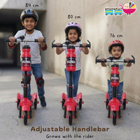 Fun Ride Kids Scooter - Rush Three Wheel Kick Scooters for Boys and Girls with Sipper, Bell, Adjustable Height and Rear Brake - 3 Wheels Skate for Age 3-10 Years (Black)
