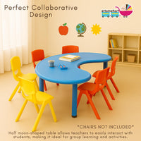 eHomeKart Plastic Moon Table - Front Round Table for Kids - Perfect for Home - (53 x 20 x 20 inches) - Colour May Vary - Chairs NOT Included (Yellow)