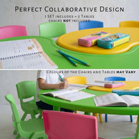 eHomeKart Kids Half-Moon Table – Front Round Shape, Perfect for Home Use (53 x 20 x 20 inches) – Color May Vary – Chairs NOT Included (2 Table)