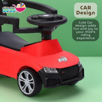 Funride Car Ride On - R8 3-in-1 for Kids with Parent Handle, Music, Light, Backrest & Storage - 1 to 3 Years, Kids Indoor/Outdoor Toy Car for Boys and Girls- (Upto 20 Kg) (Red)