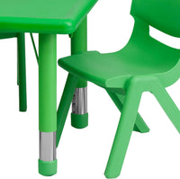 Little Fingers 24''W x 48''L Rectangular Green Plastic Height Adjustable Activity Table Set with 4 Chairs
