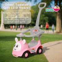 Fun Ride On Push Car, Rabbit 3 in 1 Rider with Removable Parental Handle - Musical Push Car with Lights and Utility Storage Toy Box - Armrest Guardrails for Safety, Kids Indoor/Outdoor Toy Car (Green)