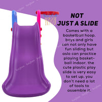 Baybee 3 in 1 Baby Slides for Kids | Outdoor Sliding with Basketball Set, Antislip Steps & Climbing | Perfect Baby Play Area Indoor Setup | Freestanding Slider for Kids 2 to 5 Years (Grand Slide)