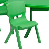 Little Fingers 24''W x 48''L Rectangular Green Plastic Height Adjustable Activity Table Set with 4 Chairs