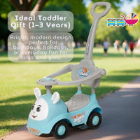 Fun Ride On Push Car, Rabbit 3 in 1 Rider with Removable Parental Handle - Musical Push Car with Lights and Utility Storage Toy Box - Armrest Guardrails for Safety, Kids Indoor/Outdoor Toy Car (Green)
