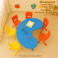 eHomeKart Plastic Moon Table - Front Round Table for Kids - Perfect for Home - (53 x 20 x 20 inches) - Colour May Vary - Chairs NOT Included (Yellow)