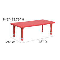 Little Fingers 24''W x 48''L Rectangular Green Plastic Height Adjustable Activity Table Set with 4 Chairs