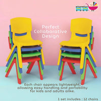 eHomeKart Baby Plastic Kids Chair Set (L33 X B31 X H51 cm, 12 Chairs, Multicolour)