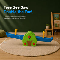 eHomeKart Tree Shaped Rocker for Kids | 2 Seater Seesaw with Wide Seats, Backrest & Grip Handles | Adjustable Height, Sturdy Durable Build | Outdoor Garden Play Equipment | L139.7cm x W33cm x H43.2cm