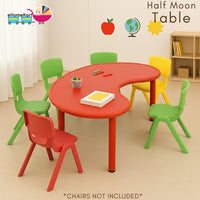 eHomeKart Plastic Moon Table - Front Round Table for Kids - Perfect for Home - (53 x 20 x 20 inches) - Colour May Vary - Chairs NOT Included (Yellow)