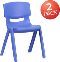 Flash Furniture Whitney 2 Pack Blue Plastic Stackable School Chair with 13.25" Seat Height