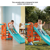 Baybee Garden Baby Slide for Kids with Basketball Hoop | Perfect Mini Playground Sliding for Babies with Handrails | Baby Play Area Indoor Setup | Outdoor Slider for Kids 2 to 5 Years (Orange)