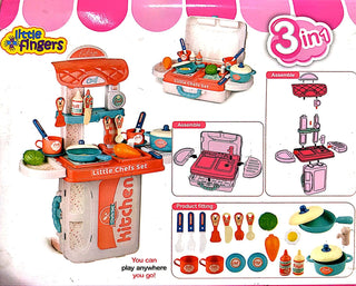 Little Fingers Kids 3-in-1 Kitchen Set - Pretend Play Cooking Kit