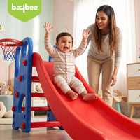 Baybee Garden Baby Slide for Kids with Basketball Hoop | Perfect Mini Playground Sliding for Babies with Handrails | Baby Play Area Indoor Setup | Outdoor Slider for Kids 2 to 5 Years (Orange)
