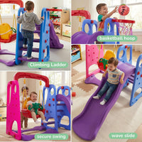 Baybee 4 in 1 Jumbo Baby Swing & Slides for Kids | Perfect Outdoor Sliding with Basketball Set, Anti Slip Steps & Climbing | Baby Play Area Indoor Setup | Freestanding Slider for Kids 2 to 5 Years