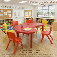 HerHome Moon Table with 5 Chairs for Kids - Table with 54 inch Length with 5 Chairs - Study Table for Kids at Home or School (Green)