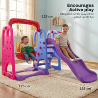 Baybee 4 in 1 Jumbo Baby Swing & Slides for Kids | Perfect Outdoor Sliding with Basketball Set, Anti Slip Steps & Climbing | Baby Play Area Indoor Setup | Freestanding Slider for Kids 2 to 5 Years