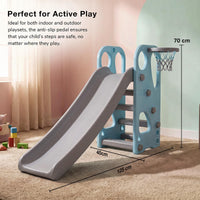 Baybee Garden Baby Slide for Kids with Basketball Hoop | Perfect Mini Playground Sliding for Babies with Handrails | Baby Play Area Indoor Setup | Outdoor Slider for Kids 2 to 5 Years (Orange)
