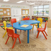 HerHome Moon Table with 5 Chairs for Kids - Table with 54 inch Length with 5 Chairs - Study Table for Kids at Home or School (Green)