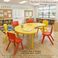 HerHome Moon Table with 5 Chairs for Kids - Table with 54 inch Length with 5 Chairs - Study Table for Kids at Home or School (Green)