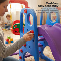 Baybee 4 in 1 Jumbo Baby Swing & Slides for Kids | Perfect Outdoor Sliding with Basketball Set, Anti Slip Steps & Climbing | Baby Play Area Indoor Setup | Freestanding Slider for Kids 2 to 5 Years